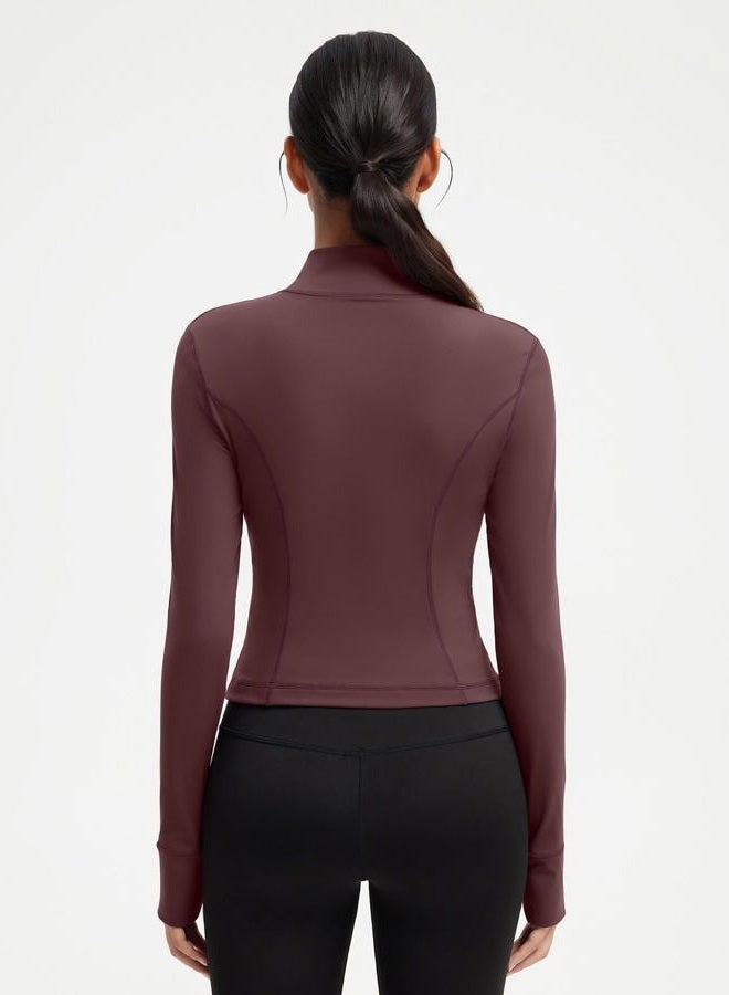 SUUKSESS Women Golden Full Zip Up Workout Cropped Jackets Lightweight Athletic Yoga Tops - Image 2