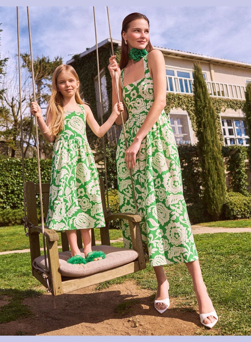 كوتون فستان ماكسي بأشرطة متقاطعة - Image 1