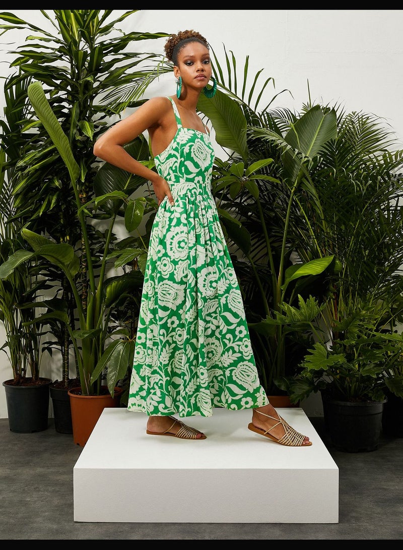 كوتون فستان ماكسي بأشرطة متقاطعة - Image 2