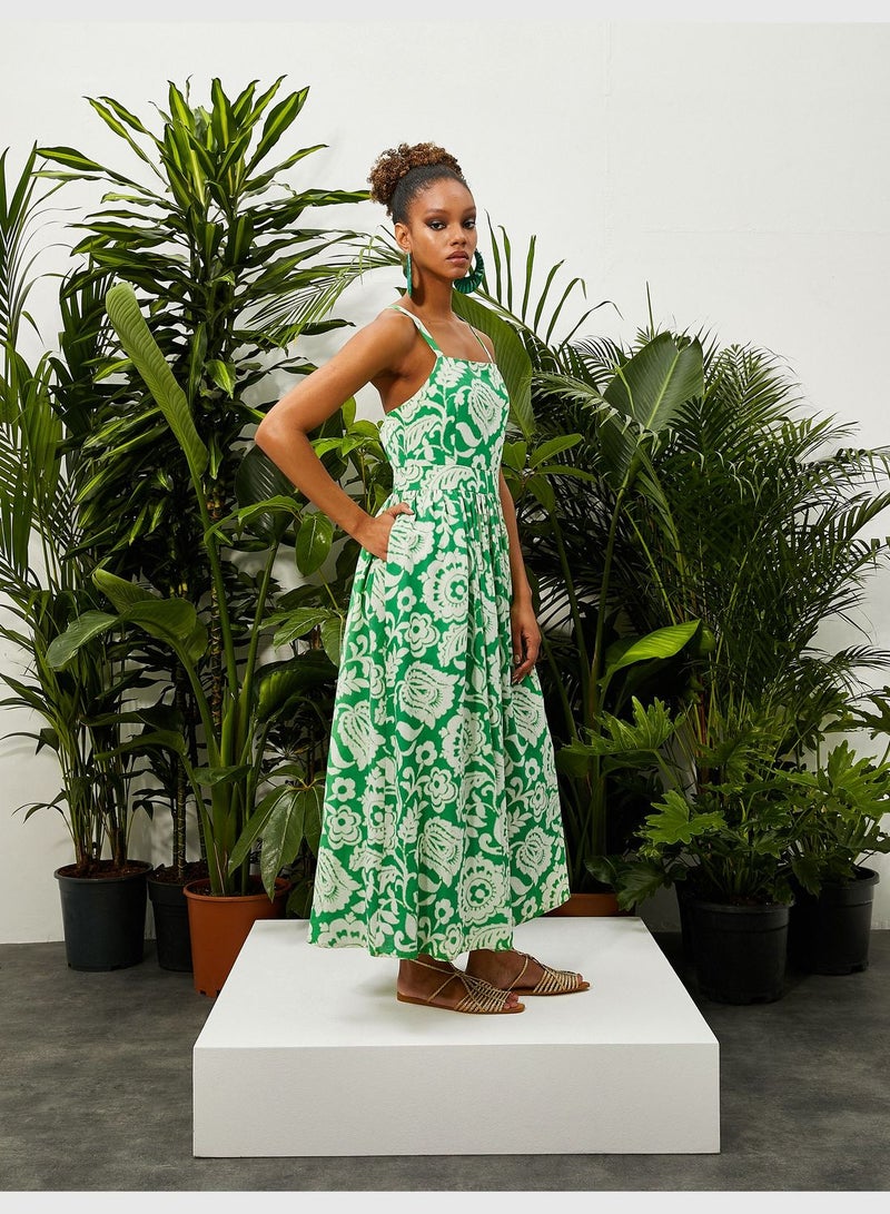 كوتون فستان ماكسي بأشرطة متقاطعة - Image 4