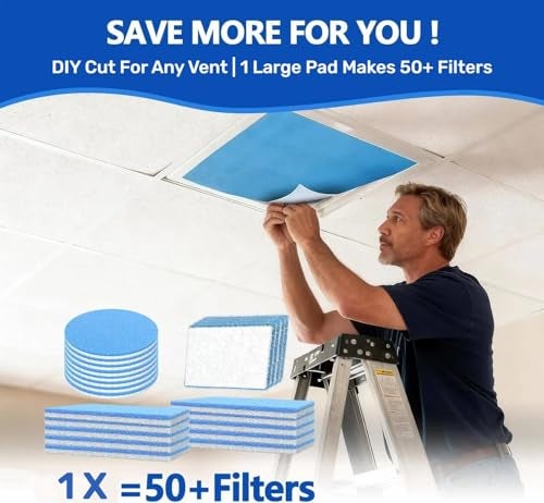 Demiwise Air Vent Filters Roll,12" x90" Cut to Fit Air Filter Material(60+Filters),MERV 8 Triple Filtration Electrostatic Vent Filter for Home Floor,Ceiling,Furnace, AC & HVAC-Includes 48 Adhesive Hook Tape - Image 4