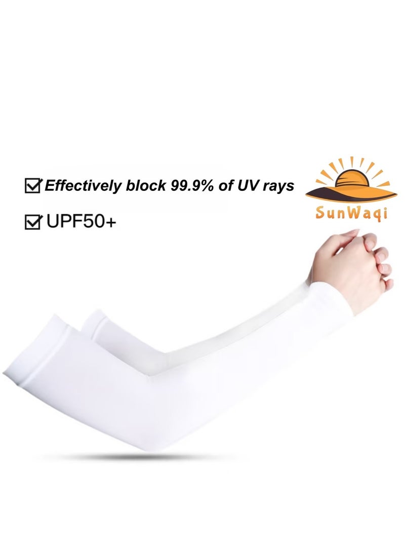 SunWaqi - Cooling Arm Sleeves with Unisex & Inclusive Size. Sun Protection Sleeves. Ice Silk UV Protection Sleeves. Black/White/Gray are Available. - Image 1
