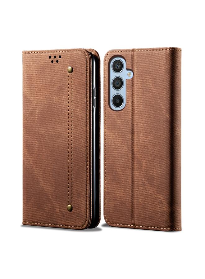 اس-توب جراب لهاتف Samsung Galaxy A56 5G بتصميم كاجوال من قماش الدنيم مع قلاب أفقي من الجلد - Image 1