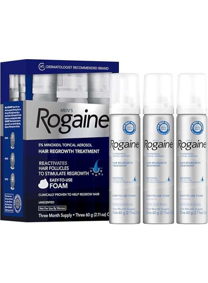 Regaine Hair Regrowth Treatment for Men Minoxidil 5% Spray, 3 Month Supply (Each 2.11 oz - 60 g Can) - Image 1
