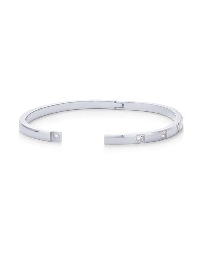 PAVOI Stainless Steel Thin Love Bangle Bracelets for Women | Dainty Waterproof Cubic Zirconia Hinged Bracelet Dupe | 6.5" - Image 3