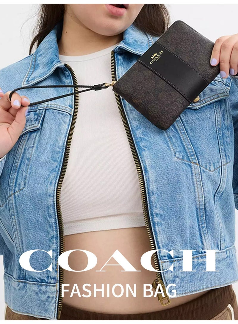 COACH Corner Zip 16 Silver Lettering Logo Classic Monogram PVC Wallet Wristlet Clutch Small Size for Women - Image 2