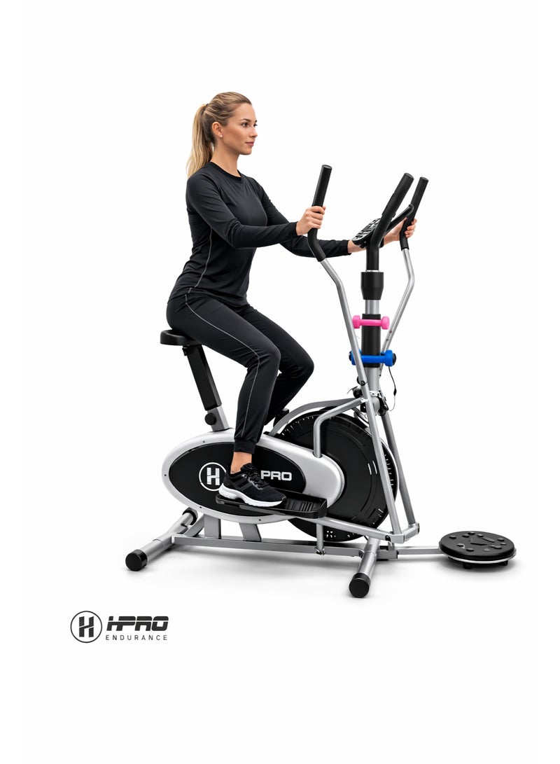 أتش برو جهاز إليبتيكال ٢ في ١ من إتش برو مزوّد بمقعد | دراجة أوربتراك كروس ترينر للجيم المنزلي | مع قرص تويست بوزن ١٠ كجم. - Image 5