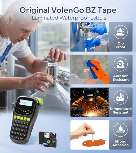 VolenGo Label Maker Waterproof-Labels, Wire Cable Label Maker, Labeler Machine with Tapes Laminated, H1100 Handheld Labeling Maker with Backlit-LCD & One-Touch Key, Home Industrial Office Organization - Image 2
