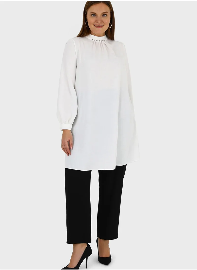 Alia by modanisa High Neck Tiered Hem Tunic