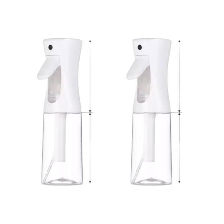 METROWAVE Mist Spray Bottle Plastic (200ml, Pack of 2) | Continuous Long Mist Salon Spray Bottle Hair Styling | Suitable for Cleaning Liquid, Water, Cooking Oil (White) - Image 1
