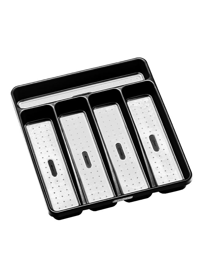 Madesmart Classic 5 Compartment Silverware Non Slip Base Drawer Organizer Tray Black 4.83 x 28.96 x 32.77 cm 95-24105-06  - Image 1