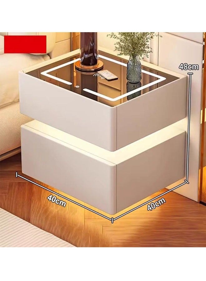 إن كي أكس طاولة جانبية بجانب السرير مع مرآة LED وإضاءة مستشعر وشحن لاسلكي ومكبر صوت BT مقاس 40 سم - Image 2