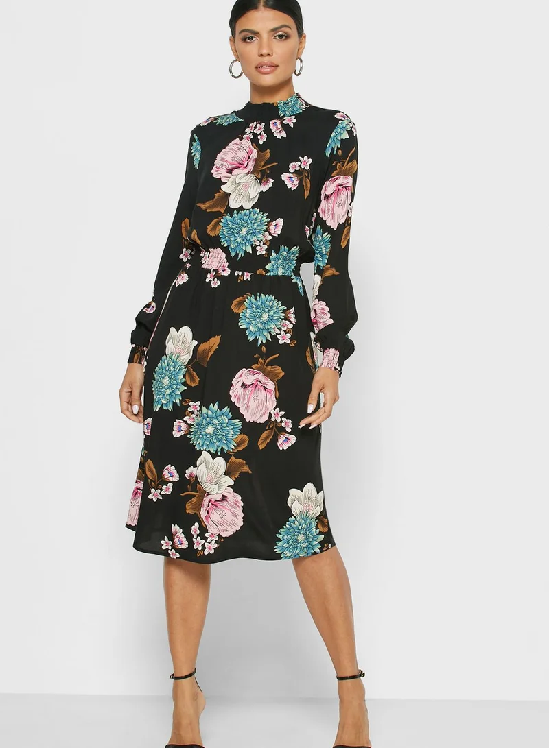 ONLY High Neck Floral Print Dress