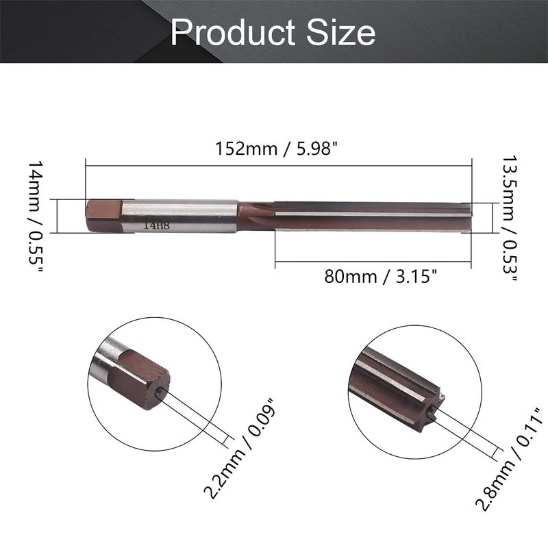 Utoolmart Hand Reamer 14mm Alloy Tool Steel H8 6 Straight Flutes 9Crsi Hand Milling Cutter Tool 1pcs - Image 2