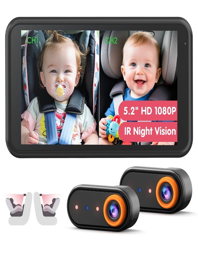 LUCKVIEW BM2 PRO Dual Baby Car Camera, 5.2" 1080P HD Display for Rear-Facing Car Seats, IR Night Vision, Anti-Shake Mount, Easy Install – Ideal for Parents with 2 Kids and Pets - Image 1