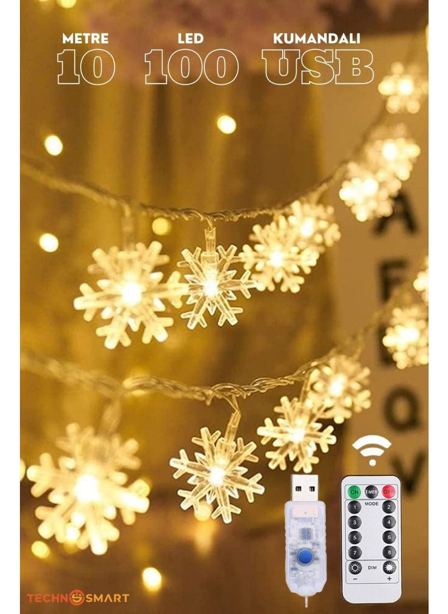 Technosmart 100 Snowflake LED 10MT. Controlled Usb Decorative LED Strip Light Christmas Decoration  - Image 1