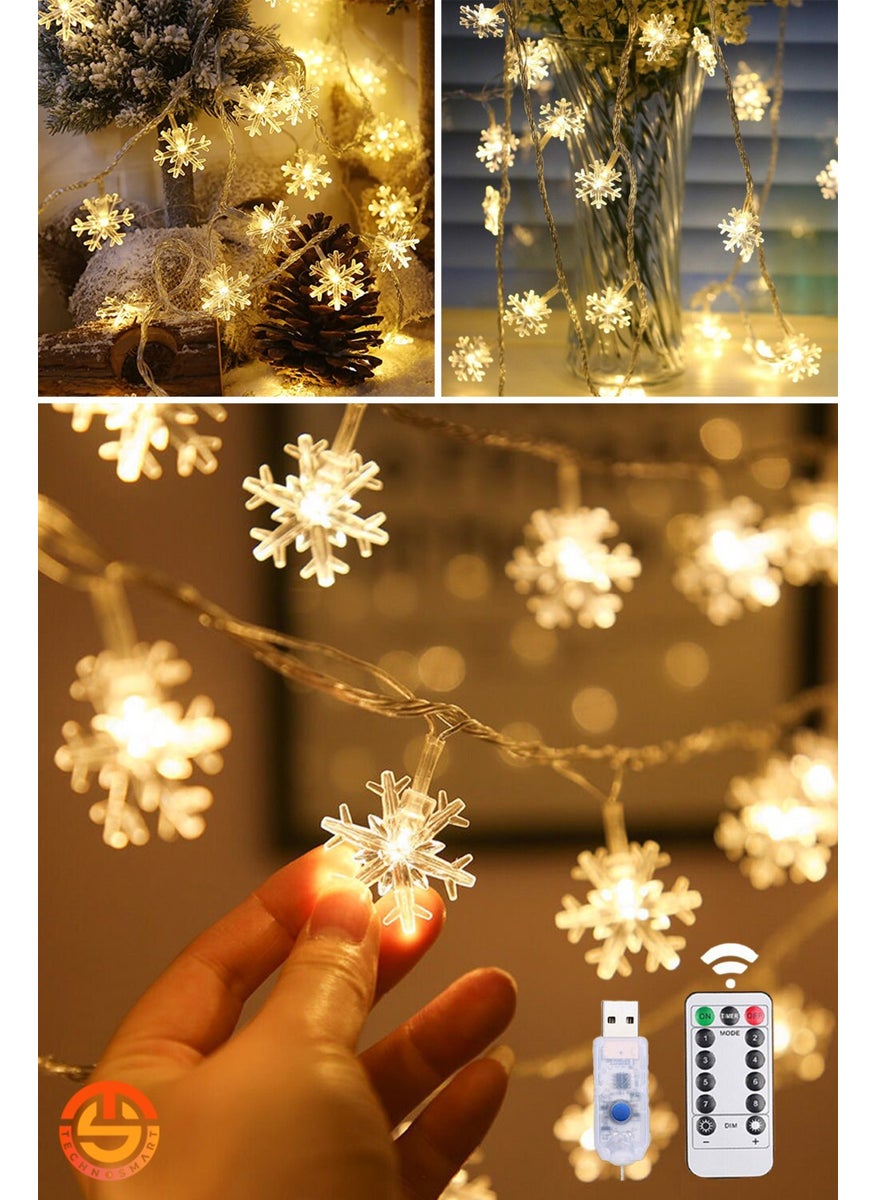 Technosmart 100 Snowflake LED 10MT. Controlled Usb Decorative LED Strip Light Christmas Decoration  - Image 4