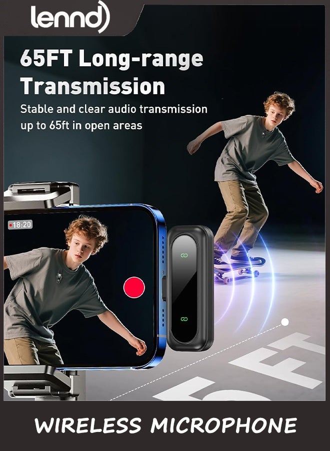 LENND Wireless Microphone for iPhone, iPad, Android, Mini Microphones with LED Indicator & Noise Reduction, Magnetic Clip on Lavalier Microphone for Interview Video Recording Podcast YouTube Tiktok Vlogging - Image 4
