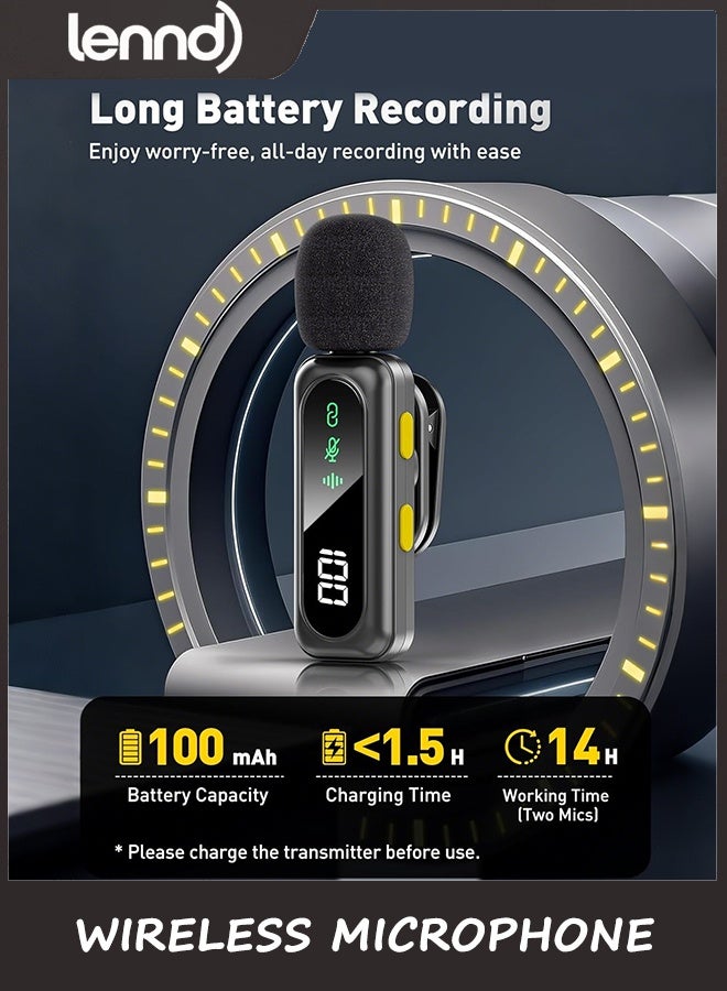 LENND Wireless Microphone for iPhone, iPad, Android, Mini Microphones with LED Indicator & Noise Reduction, Magnetic Clip on Lavalier Microphone for Interview Video Recording Podcast YouTube Tiktok Vlogging - Image 2