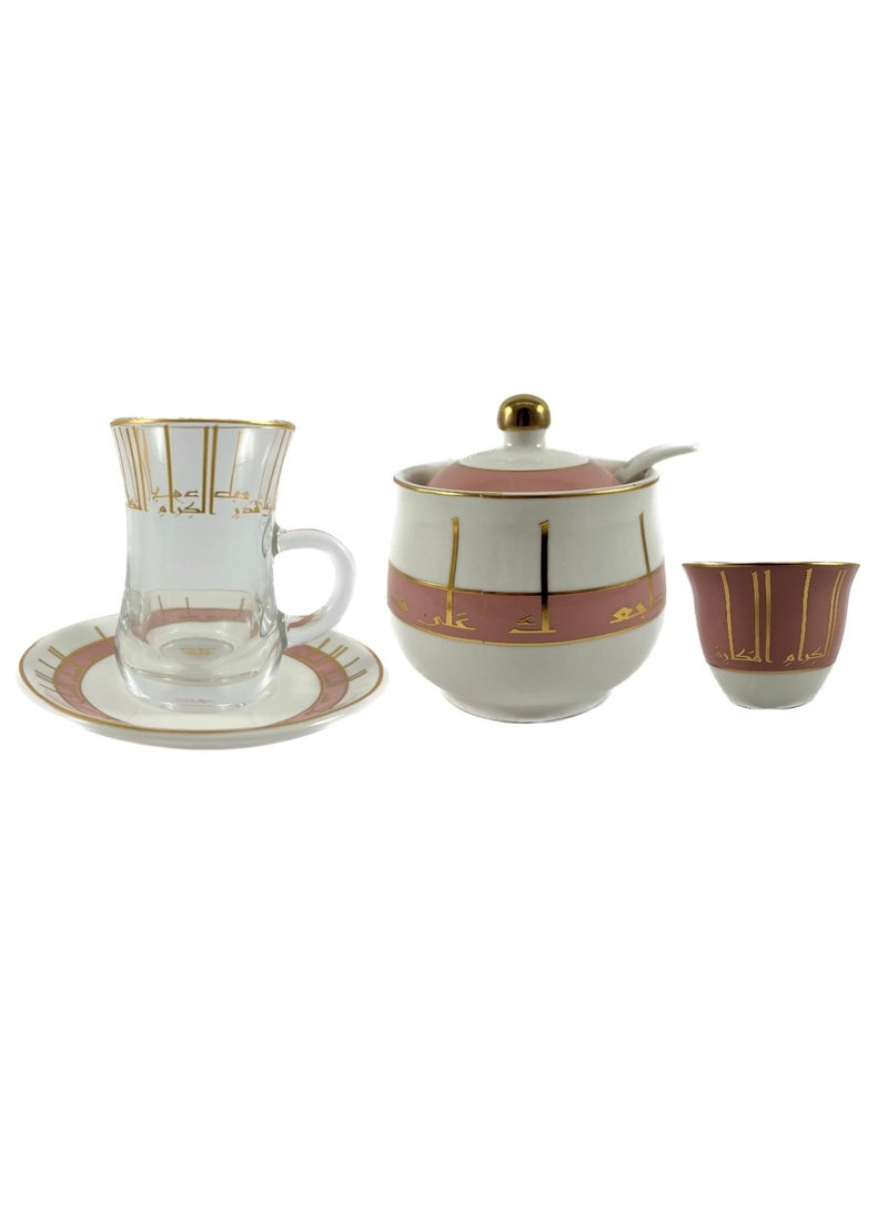 Homemaker 20-Piece Tea & Coffee Cup Set – White, Clear, Pink & Gold – Elegant Serving Set for Stylish Invitations - Image 2