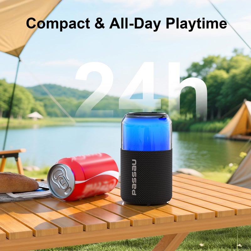 Passau Portable Bluetooth Speaker with Lights Show, 15W Loud Clear Sound, White Elephant Gifts for Adults, BT 5.4, LED Lights up Speakers Stocking Stuffers Gifts for Kids, Teen, Girls, Boys (2 Pack) - Image 4