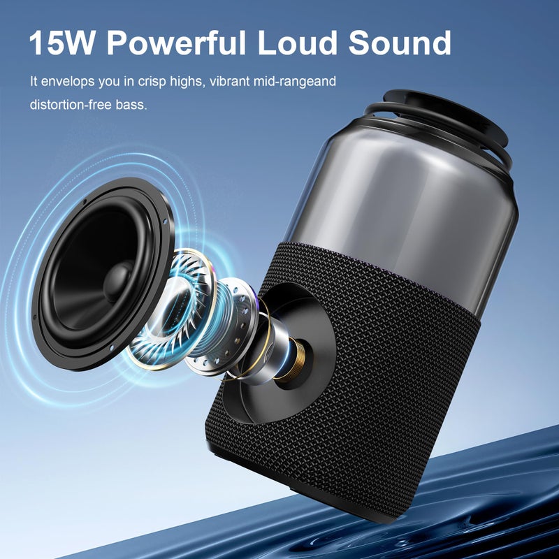 Passau Portable Bluetooth Speaker with Lights Show, 15W Loud Clear Sound, White Elephant Gifts for Adults, BT 5.4, LED Lights up Speakers Stocking Stuffers Gifts for Kids, Teen, Girls, Boys (2 Pack) - Image 2