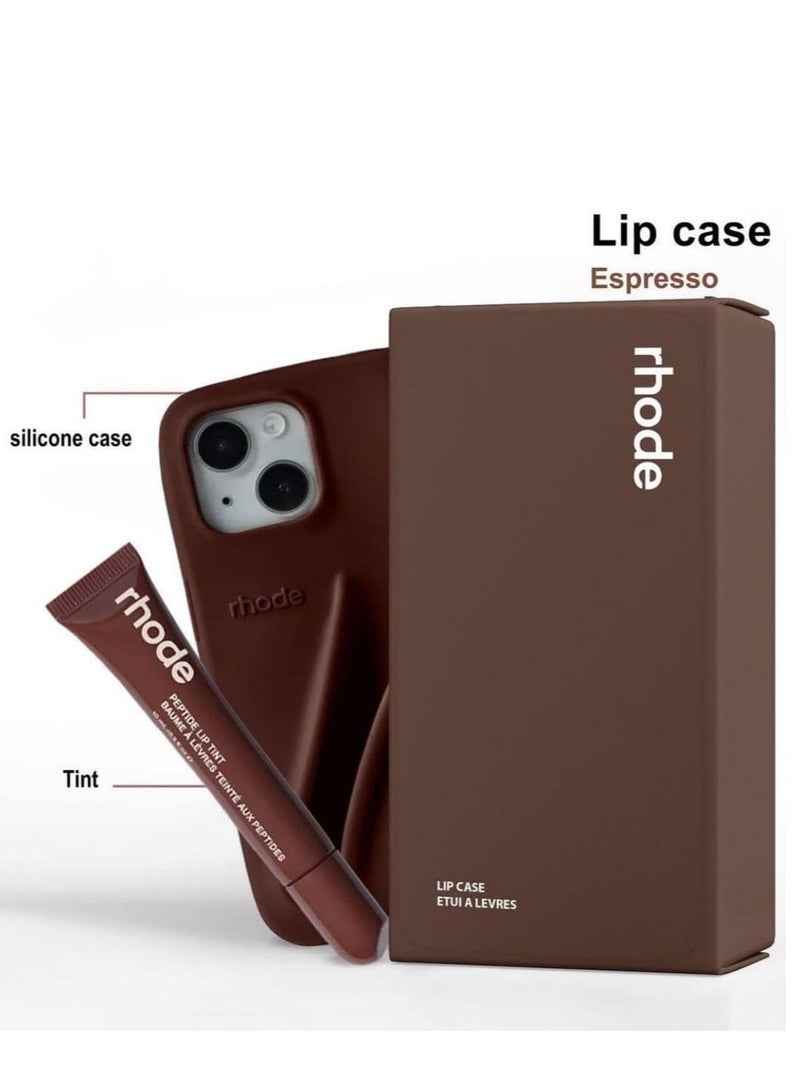 rhode iPhone 12/13 Pro Max Silicone Case Lip Holder for Cell Phone, Lip Gloss Adhesive Sleeve for Phone, Lip Holder Stick-on Phone Case, Back Stick On Holder for iPhone Phones (BROWN)  - Image 4