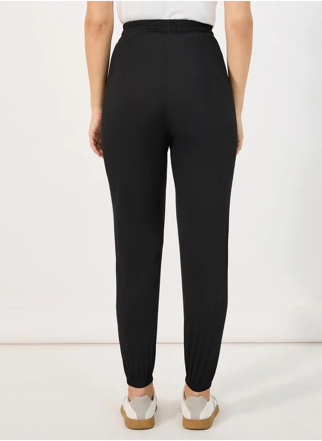 Styli Solid Cuffed Joggers with Drawstring