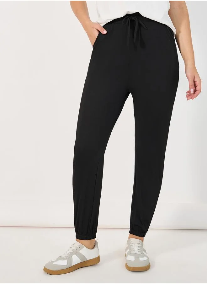 Styli Solid Cuffed Joggers with Drawstring