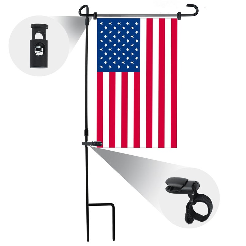 HOOSUN 20 Pack Garden Flag Clips And Stoppers,Tiger Clips Spring Stoppers for Garden Flags Holder,Yard Flag Holder Clip for Small Flags - Image 2