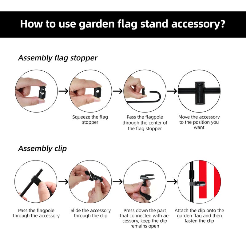 HOOSUN 20 Pack Garden Flag Clips And Stoppers,Tiger Clips Spring Stoppers for Garden Flags Holder,Yard Flag Holder Clip for Small Flags - Image 3