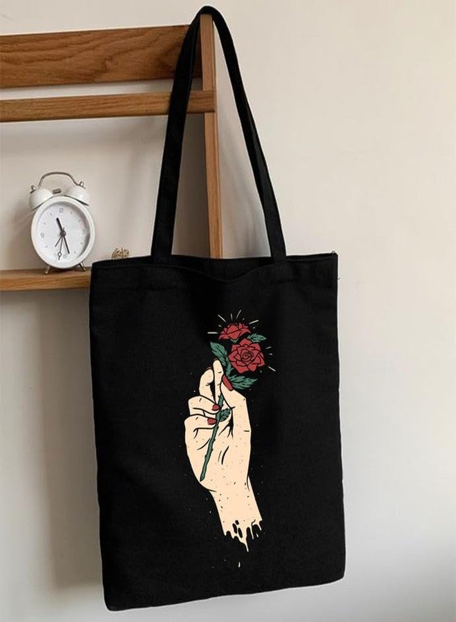 TrendoPrint Large Capacity Aesthetic Tote Bag for Womens & Girls with Zip Closure 15kg weight Capacity (14x16 inches) for College, Office Use and Groceries (DB44) - Image 2