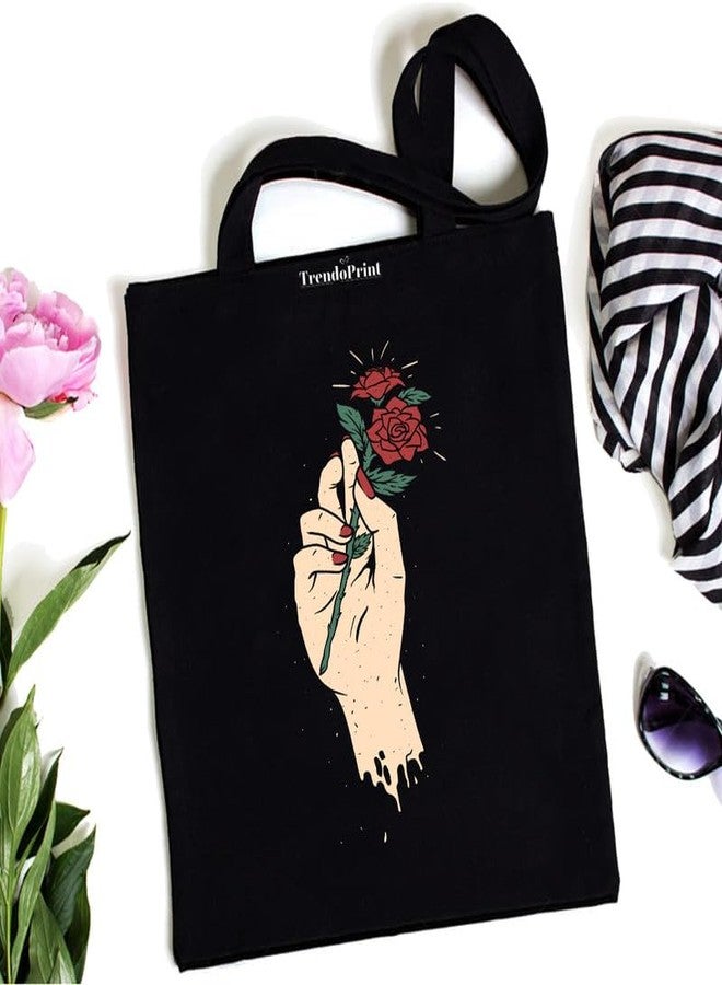 TrendoPrint Large Capacity Aesthetic Tote Bag for Womens & Girls with Zip Closure 15kg weight Capacity (14x16 inches) for College, Office Use and Groceries (DB44) - Image 1