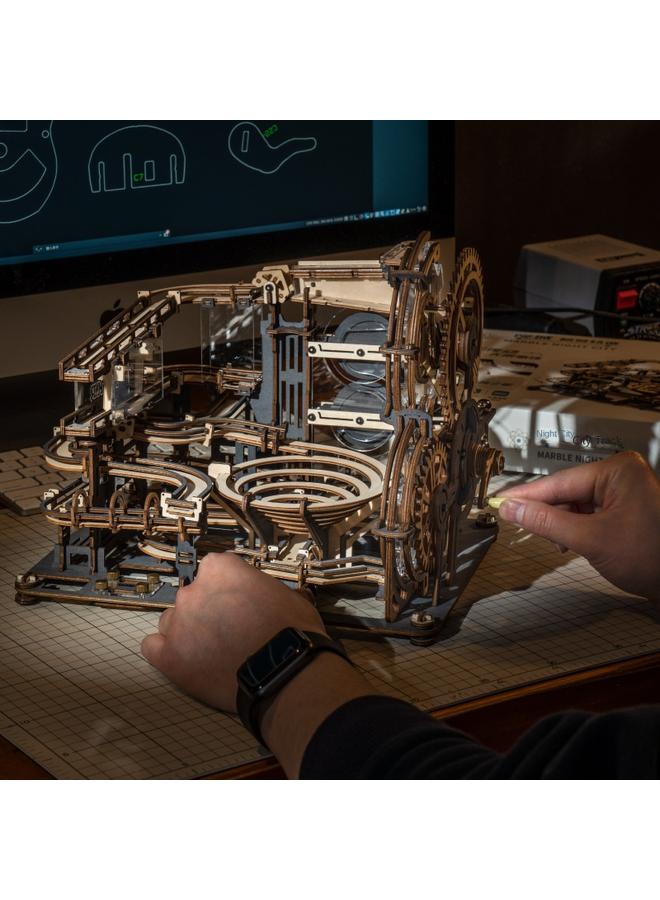 Bluejw If The Guest Night City Wooden Diy Hand-assembled Mechanical Track Model Creative Ornaments Boys Gift Science Experiment - Image 4