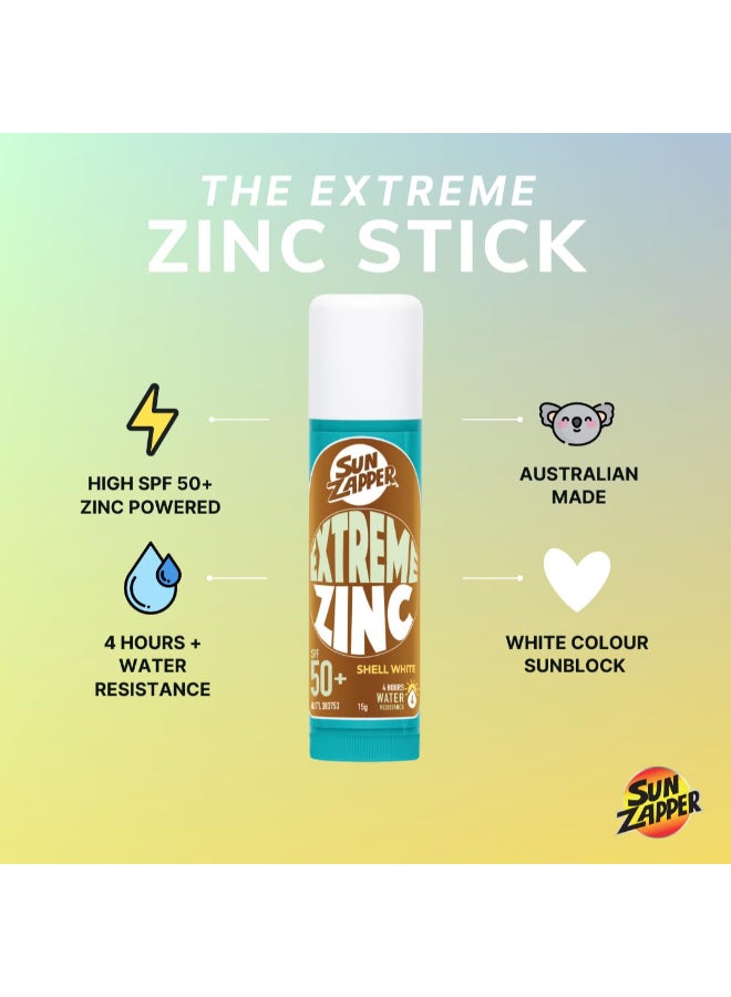 Sun Zapper Shell White Extreme Zinc Mineral Sunscreen Stick SPF 50 UVAUVB Protection White Color Made in Australia - Image 4