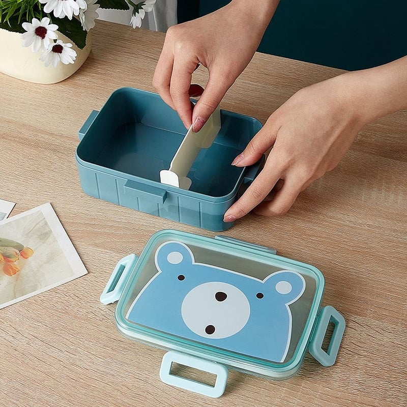 wolpin 1 Pc Lunch Box For Kids Tiffin Box For Boys, Girls, School & Office, Rectangular Lunch Box For Kids Microwave Safe, Cartoon (Random Colors, Food Grade Pp Plastic), 800 Milliliter - Image 5