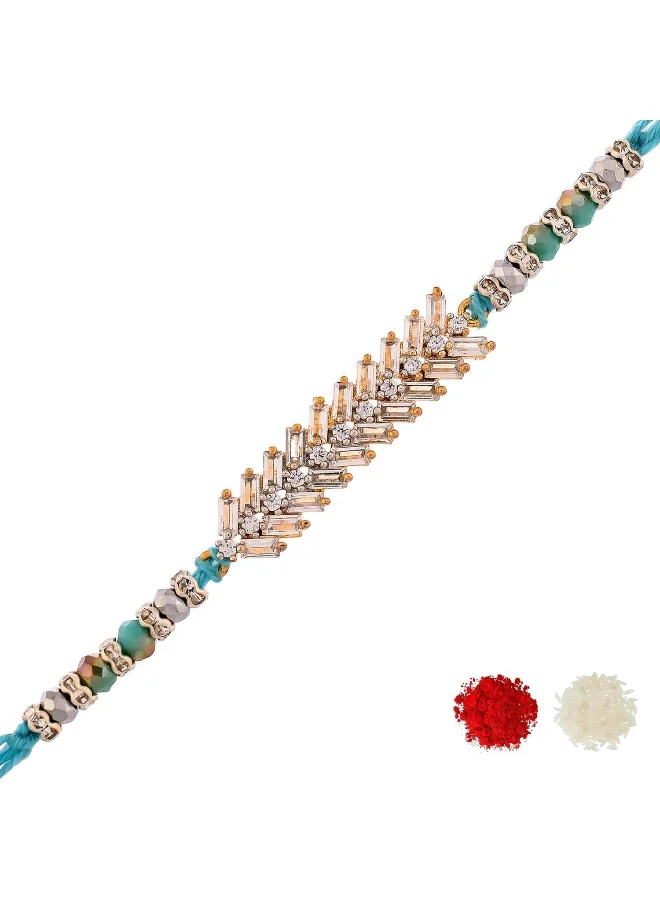 VOYLLA Men'S Bejewelled Blue Thread Rakhi