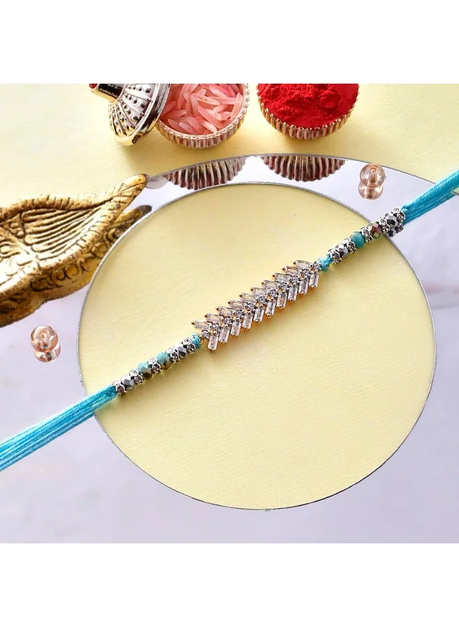 VOYLLA Men'S Bejewelled Blue Thread Rakhi