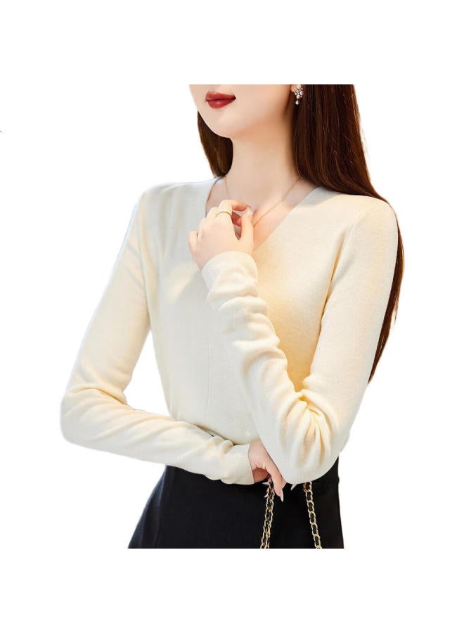 dme Demana [Capsule Wardrobe Series] Spring And Autumn Paper-Like V-Neck Sweater, Lazy Loose-Fitting Knit Top For Women - Image 3