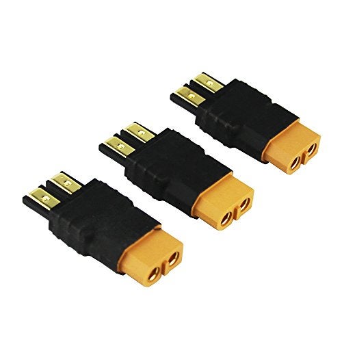 OliYin 3pcs Compatible with TRX Male to XT60 Female Connector RC Wireless Charger Adapter LiPoPack of 3 - Image 1