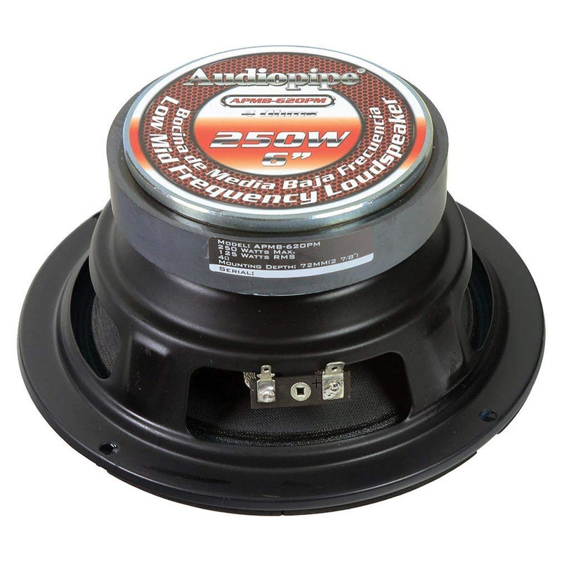 Audiopipe 6 in. 250W Max Each Low Mid Frequency Loudspeaker - Image 3