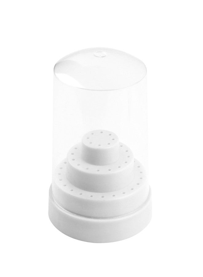 SULLMAR 48Holes Nail Art Drill Bits Organizer Storage Box Holder Stand Display Container Manicure Accessories Acrylic Cover Tools low Speed Micro Polishing Drill Bits Grinding Head Nail Drill Holder (White) - Image 1