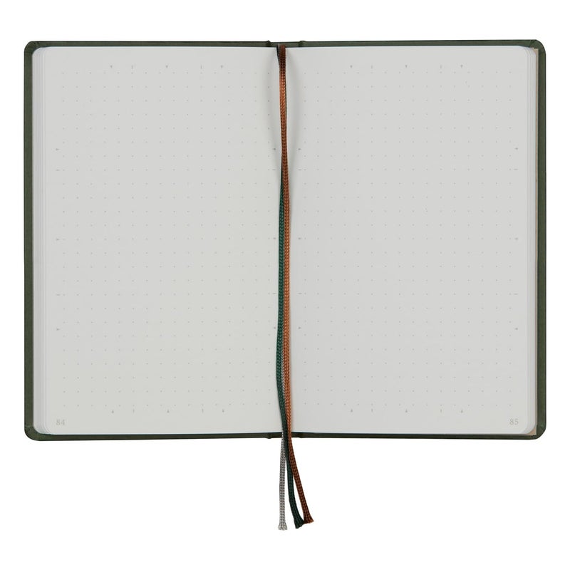 Maruman Mnemosyne Dot Grid Journal- A6, 5.71" x 3.74", 80 Sheets / 160 Pages, 5mm Doted Notebook, Book-bound With Premium Deep Green Hardcover, Includes Bookmark & Elastic Closure, Made in Japan - Image 5