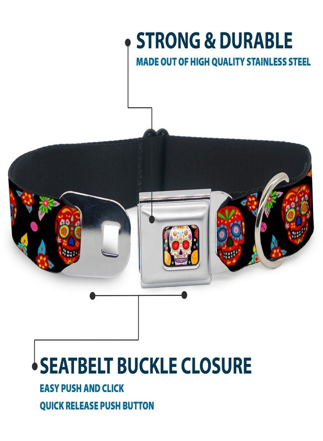Buckle Down Buckle-Down Dog Collar Seatbelt Buckle Colorful Calaveras Black Multi Color 15 to 26 Inches 1.0 Inch Wide (DC-WTY004-L) - Image 4