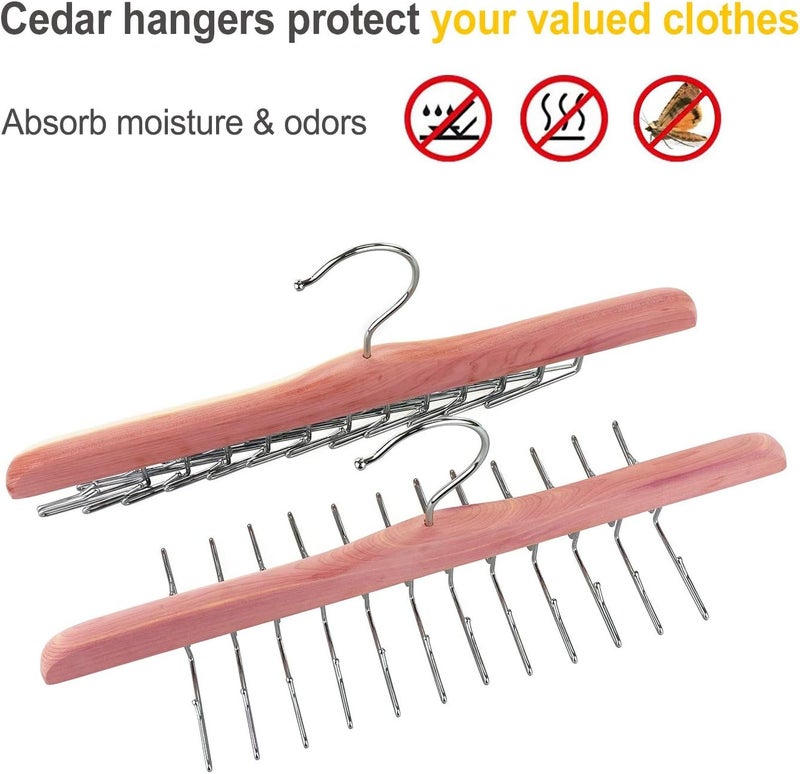 Topia Hanger American Red Cedar Wooden Tie Racks for Closet, 24 Tie Hangers Organizer, High-Grade Space Saving Necktie Holder for Storage and Display Bra, Tank Top, Camisole (1-Pack) CT14T - Image 4