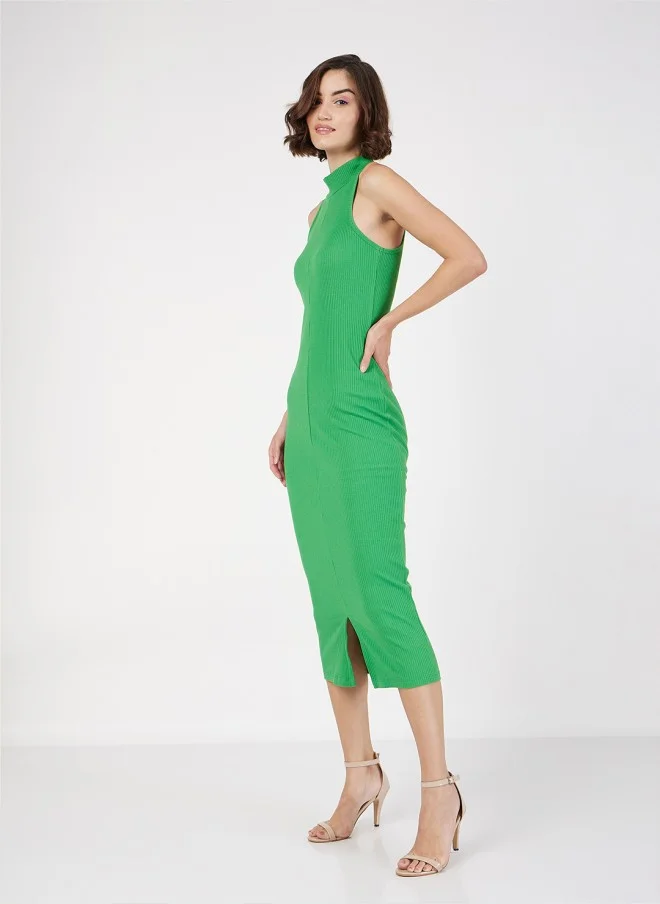 ساسافراس High Neck Green Sheath Midi Dress for Women
