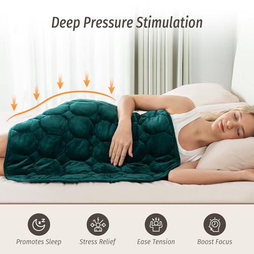 Wemore Weighted Lap Blanket 7lbs for Adults Small Weighted Blanket for Travel Calming Relaxing Napping and Sleeping AllSeason Weighted Lap Pad Machine Washable Dark Green 24x29 inches - Image 3