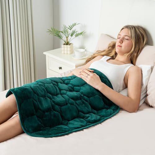 Wemore Weighted Lap Blanket 7lbs for Adults Small Weighted Blanket for Travel Calming Relaxing Napping and Sleeping AllSeason Weighted Lap Pad Machine Washable Dark Green 24x29 inches - Image 1