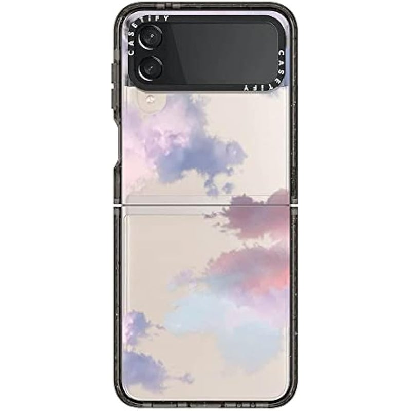 Casetify Impact Case for Galaxy Z Flip 4 - Clouds - Clear Black - Image 1