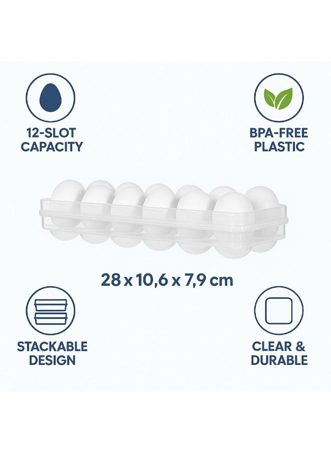 تيتيز حاوية بلاستيكية لتخزين 12 بيضة مع غطاء، خالية من مادة BPA، 28×10.6×7.9 سم - شفافة  - Image 5